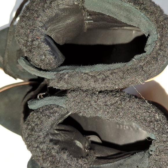 Coach Kenna Black Suede Shearling Wedge Bootie 8B - Picture 6 of 9